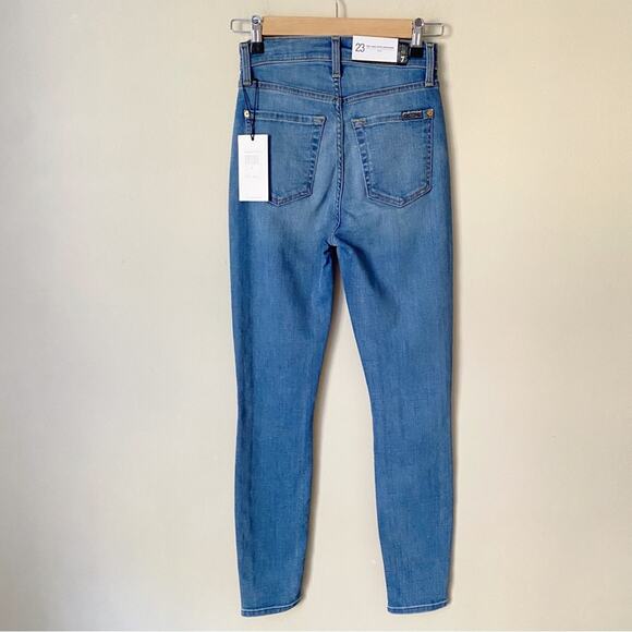 7 For All Mankind | Gwenevere High Waist Ankle Skinny Jeans Button Fly Size 23 - Picture 3 of 6